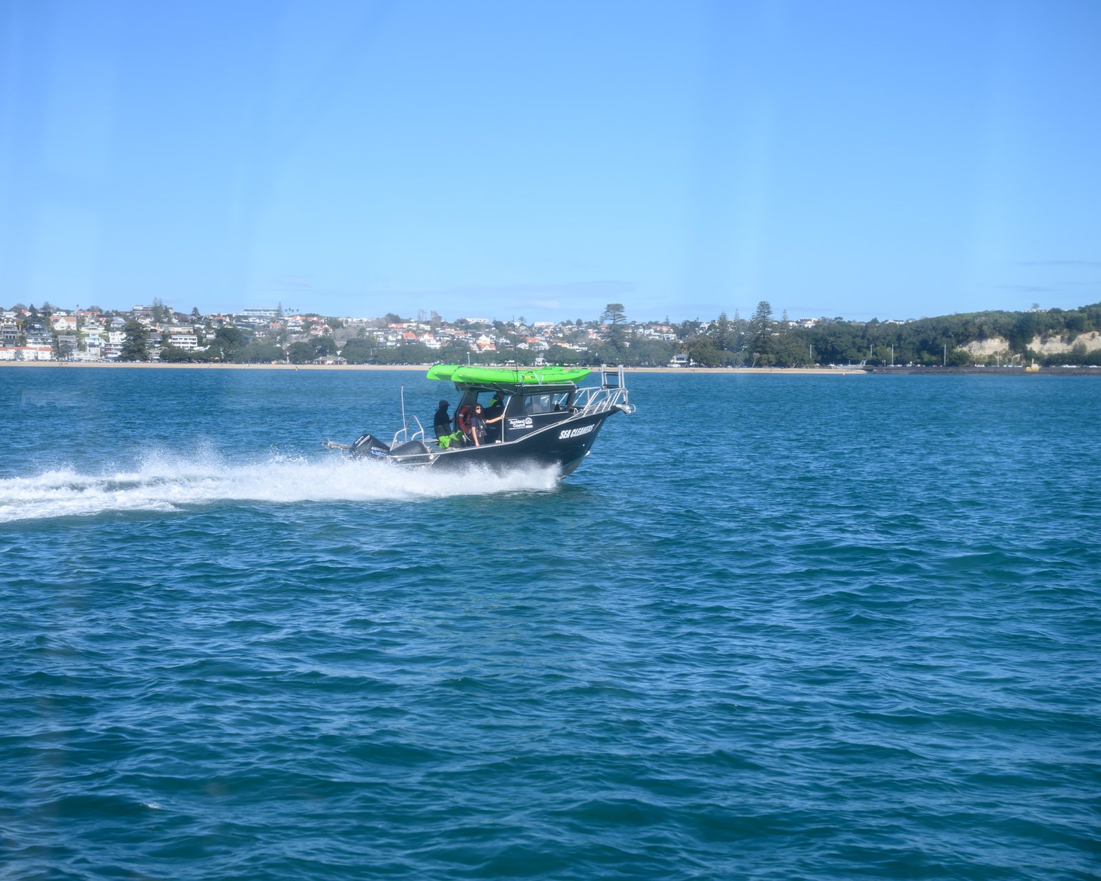 The Sea Cleaners vessel under way across the harbour